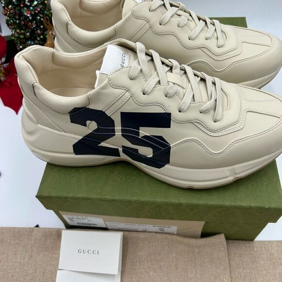 Men’s Gucci Rython 25 low top leather sneakers size 12.5 made in Italy - Picture 8 of 9